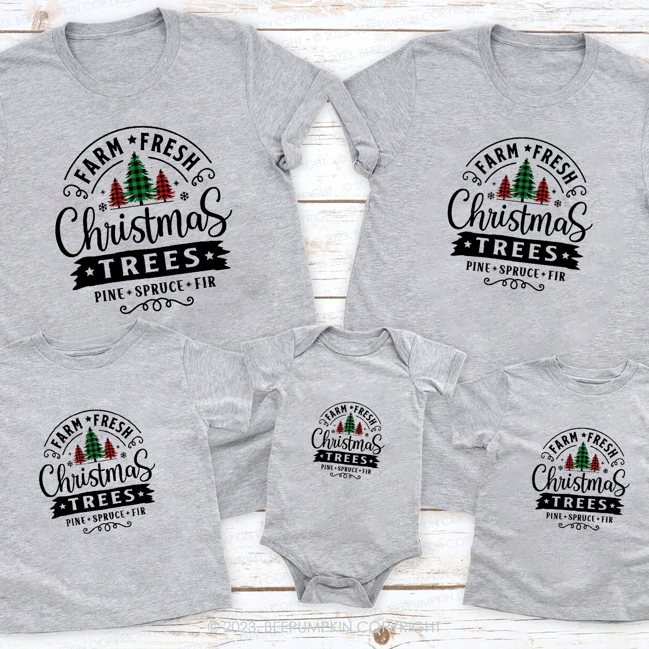 Farm Fresh Christmas Trees Family Matching Shirts Beepumpkin