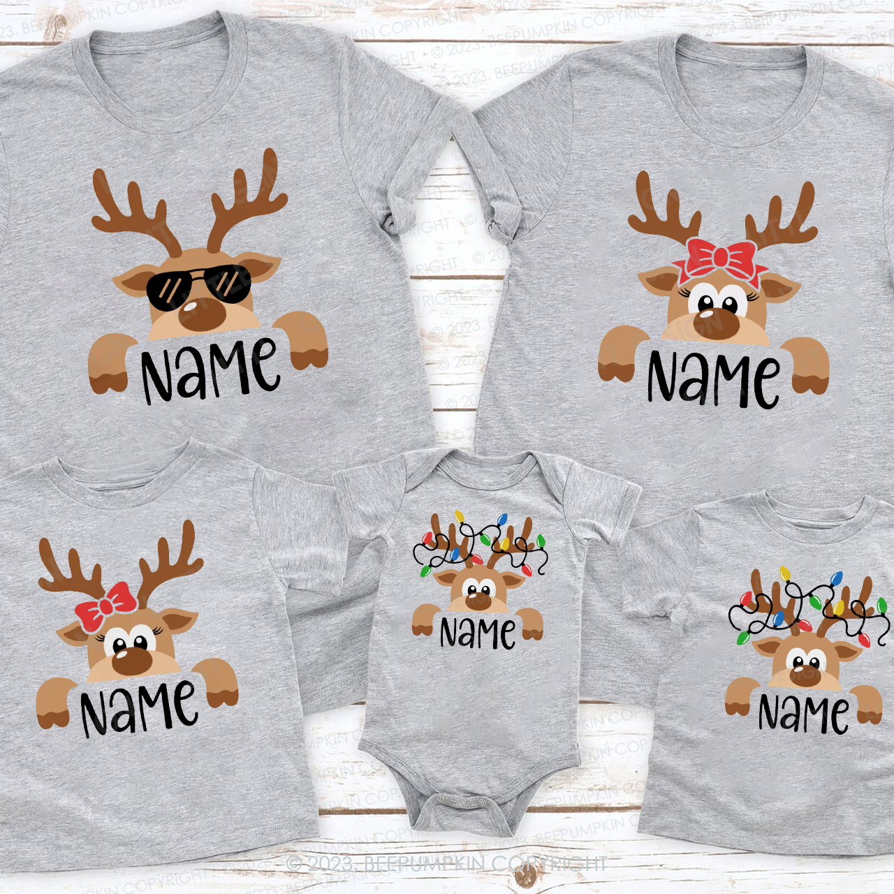 Personalized Cute and Funny Moose Christmas Family Matching Shirts Beepumpkin