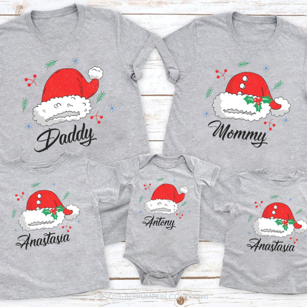 Custom Christmas Santa Claus Hat Matching Shirts Beepumpkin