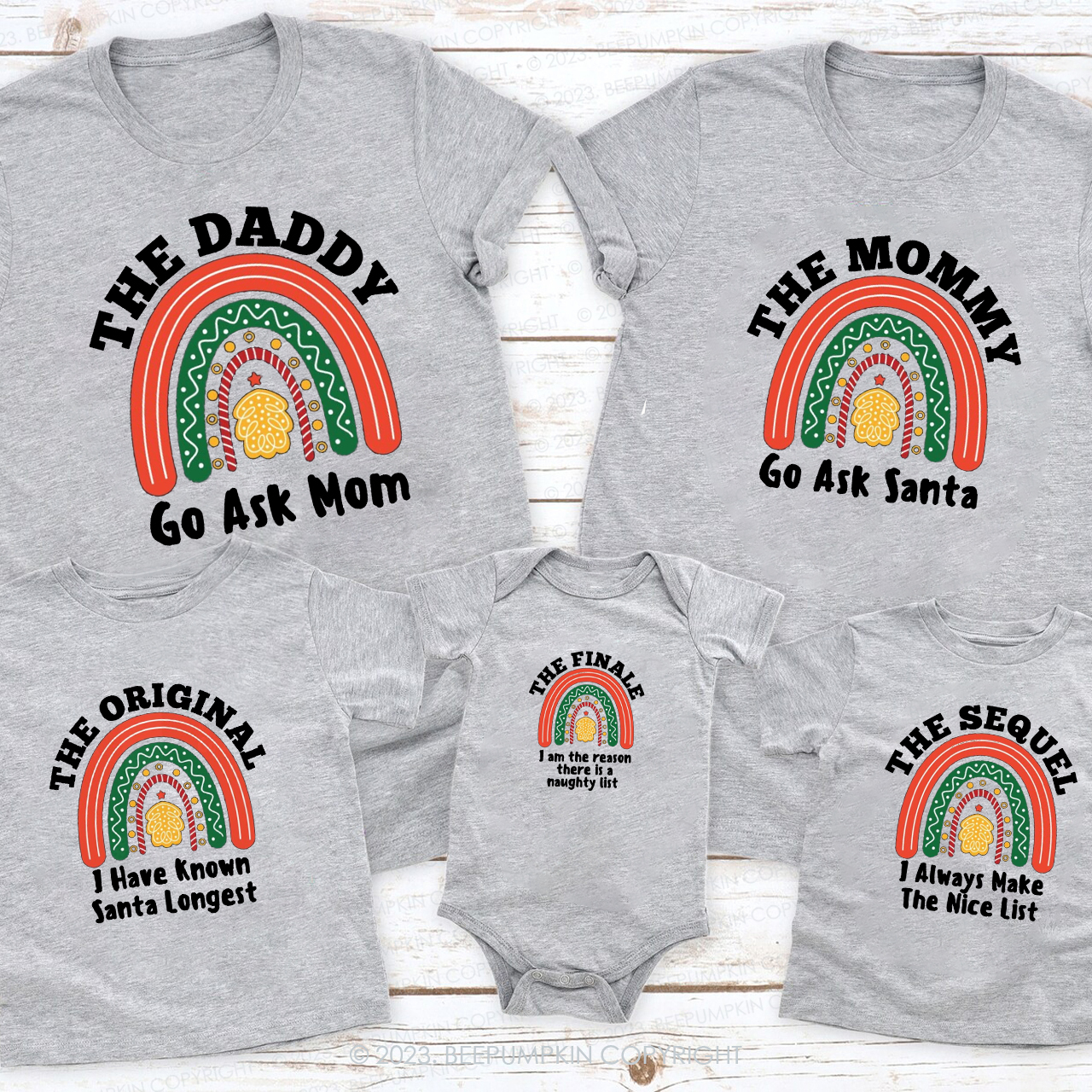 Personalized Christmas Colorful Rainbow Bridge Family Matching Shirts Beepumpkin