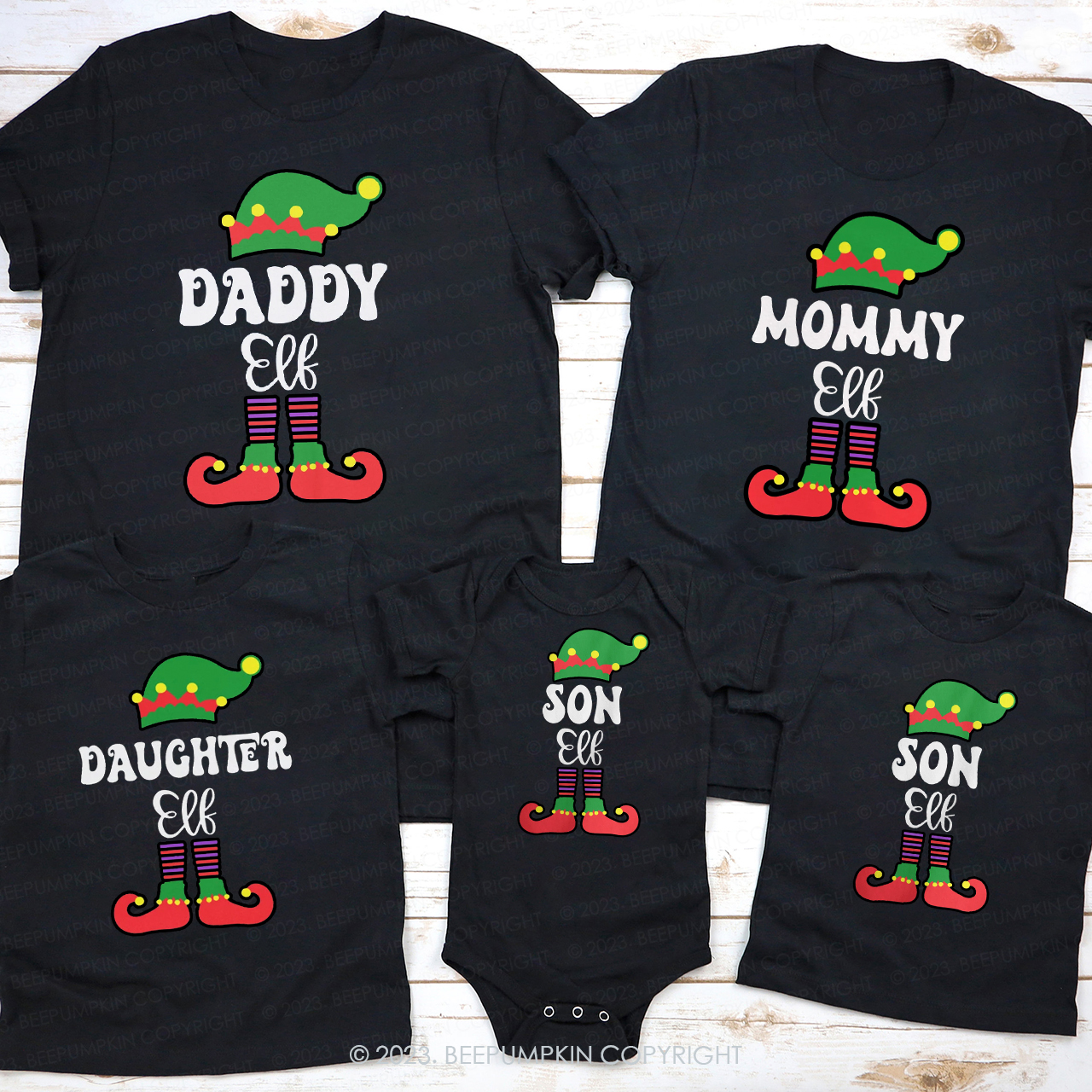 Personalized Custom Christmas Elf Family Matching Shirts Beepumpkin