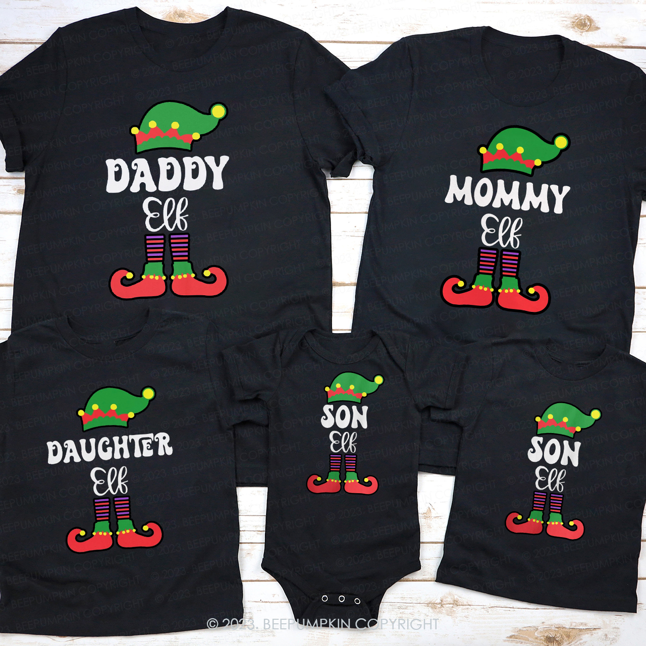 Personalized Custom Christmas Elf Family Matching Shirts Beepumpkin