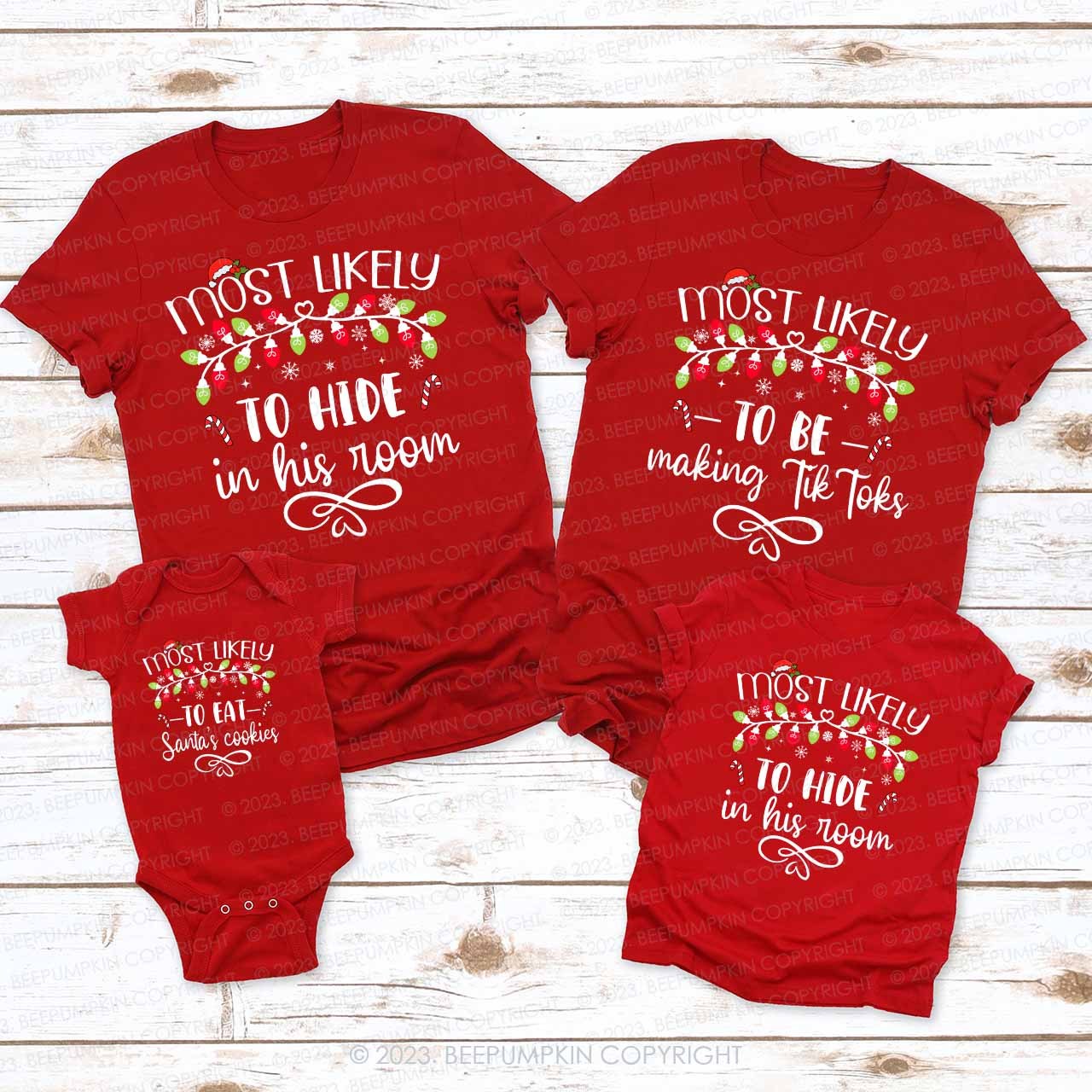 64 Quotes Most Likely And Custom Christmas Family Matching Shirts Beepumpkin