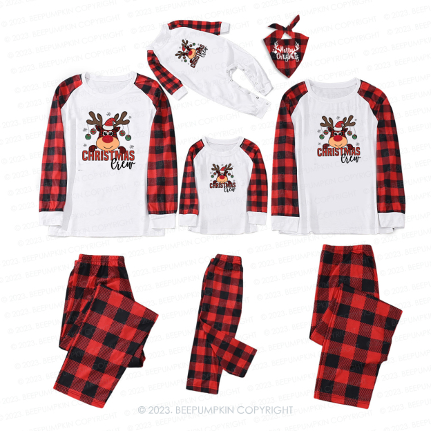 Cute Plaid Elk Christmas Crew Matching Pajamas Beepumpkin