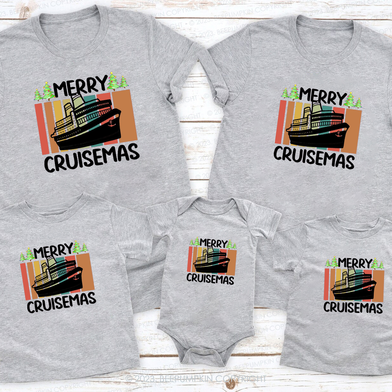 Cruise ship to Christmas Family Matching Tees Beepumpkin