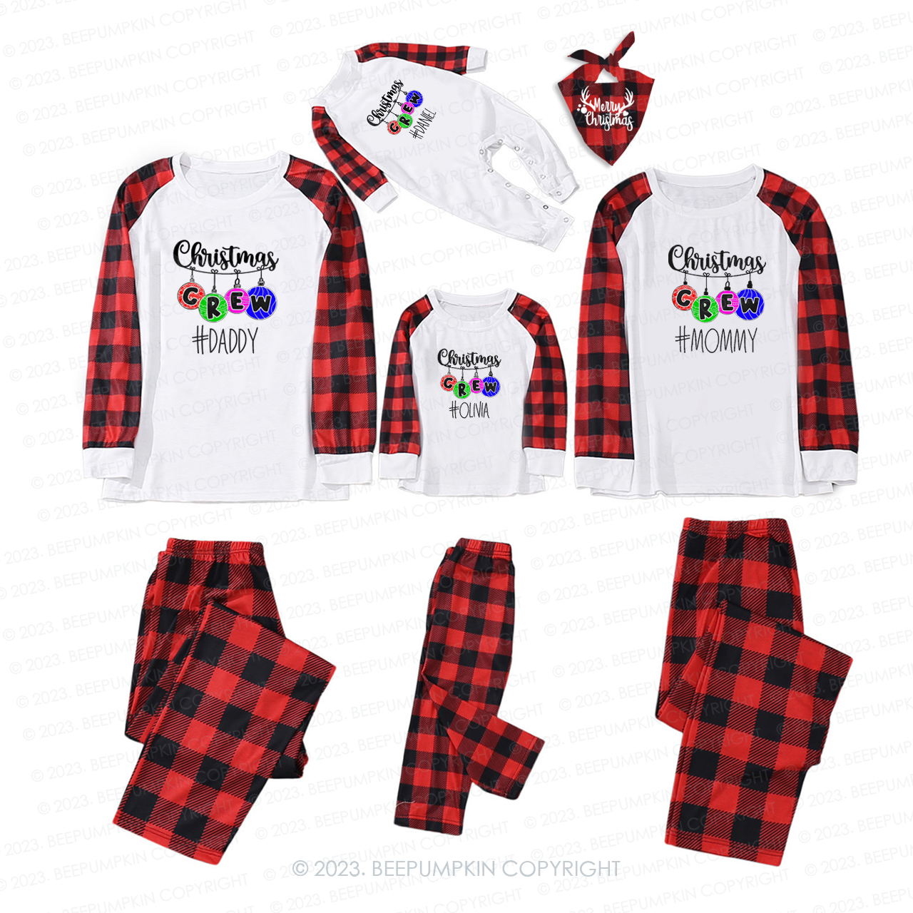 Custom Christmas Crew Lanterns Family Gifts Matching Pajamas Sale-Beepumpkin™