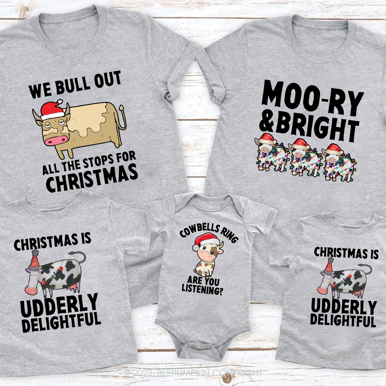 Funny Matching Family Cow Farm Christmas Shirts