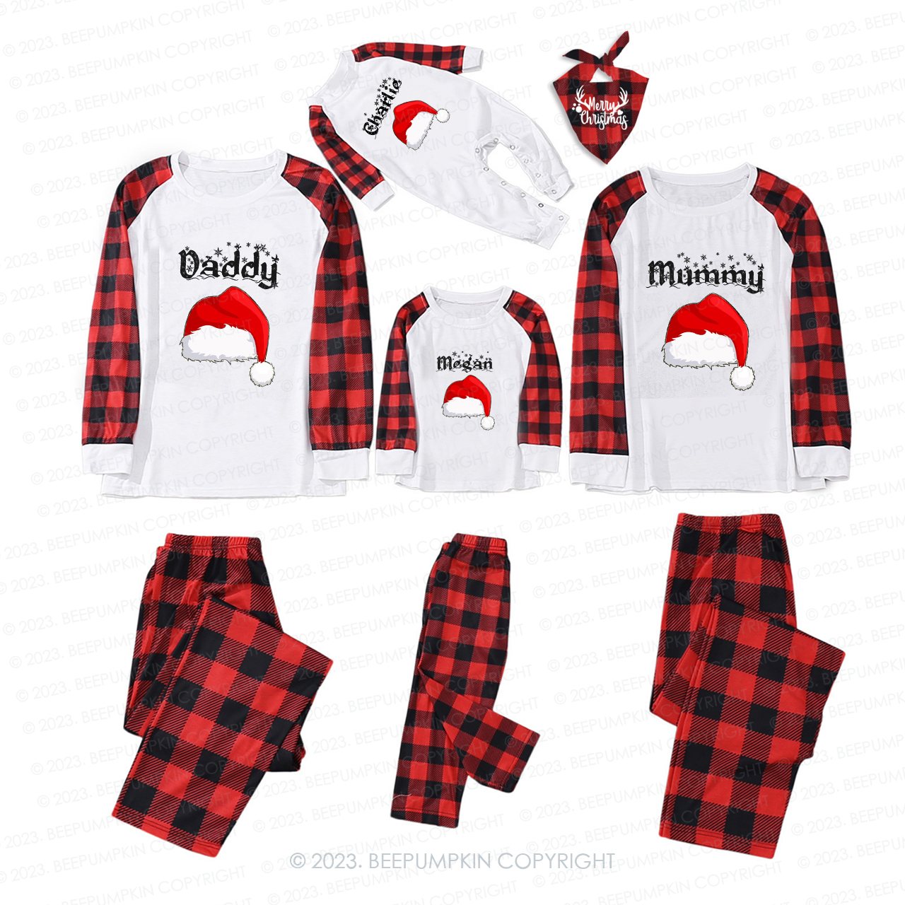 Personalized Santa's Lost Christmas Hat Matching Pajamas