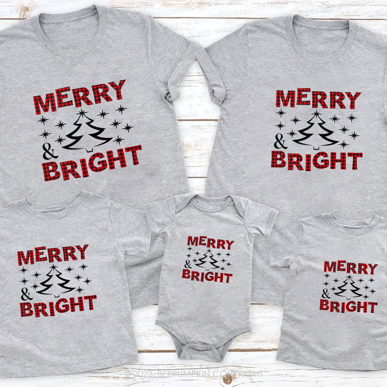 Family Christmas 2023 Bright Lighting Matching Shirts