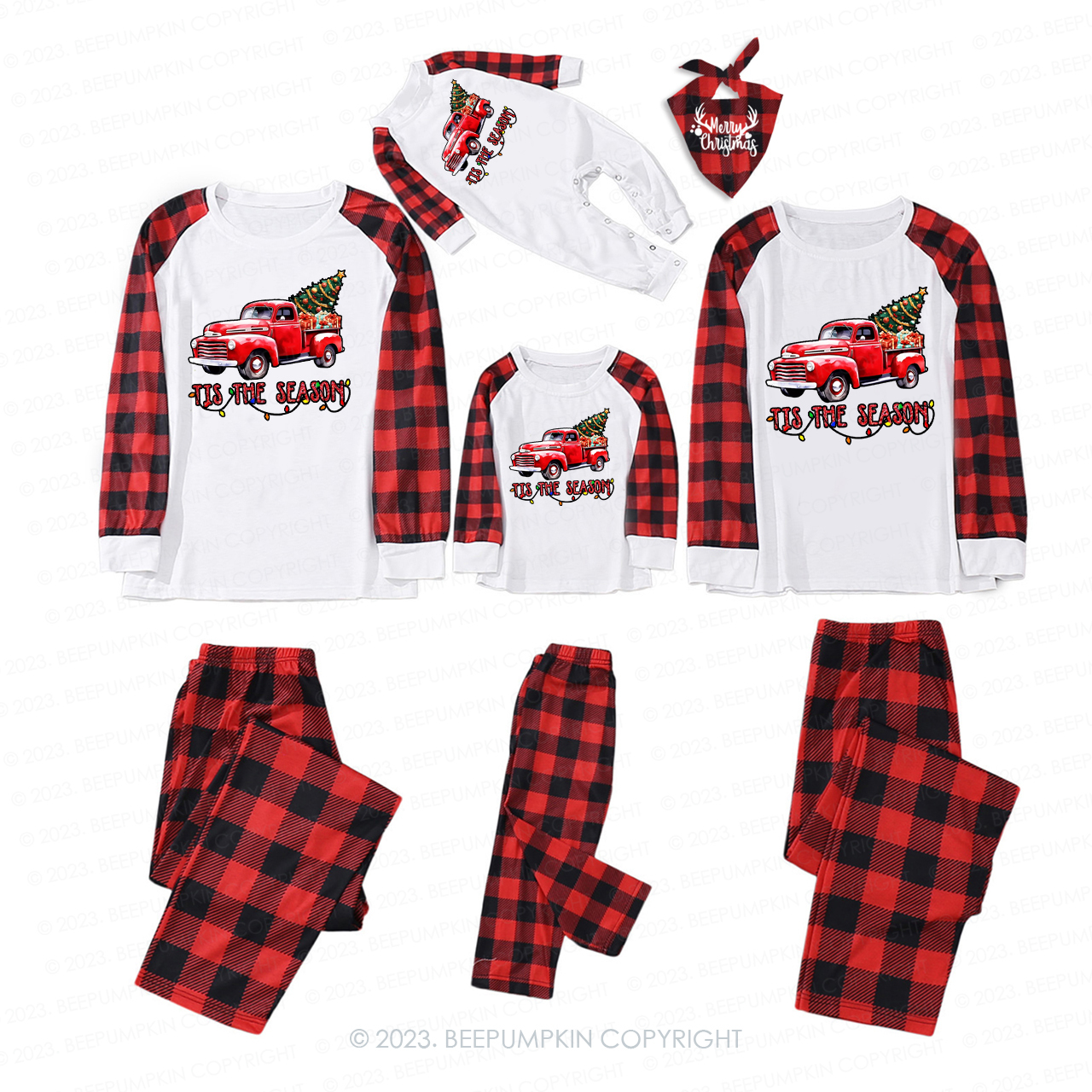 Tis the season Christmas Truck Family Matching Pajamas
