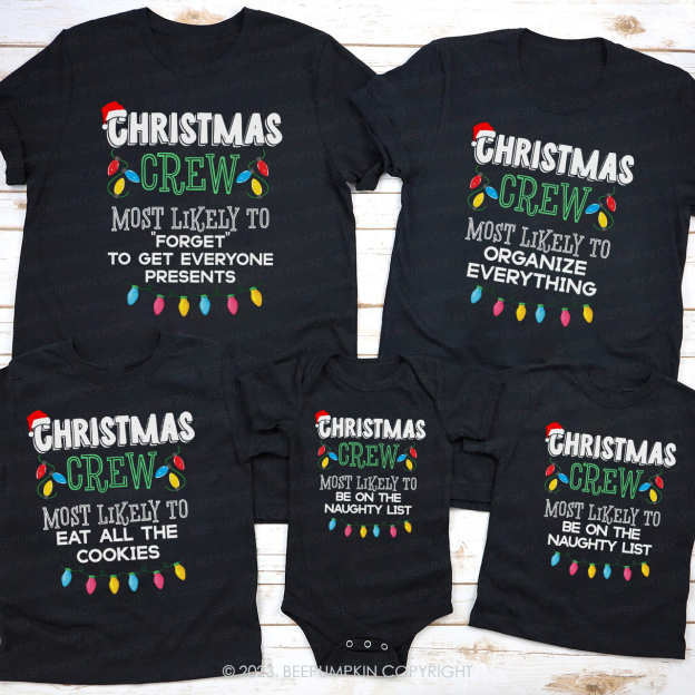 Personalized Christmas Crew Most Likely To Family Gifts Matching Tees