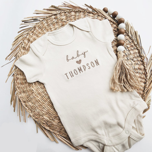 Image of Personalized Love Name Embroidered Bodysuit For Baby