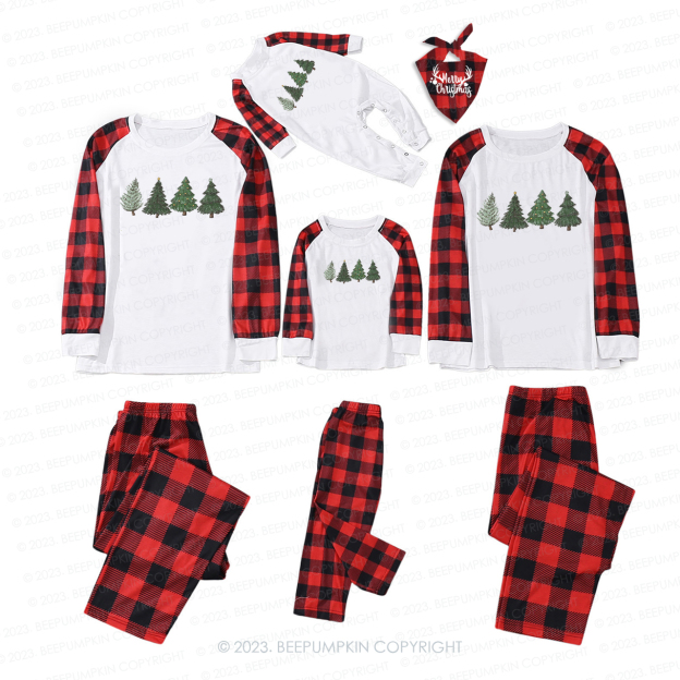 Four Christmas Tree in the Snow Holidays Matching Pajamas