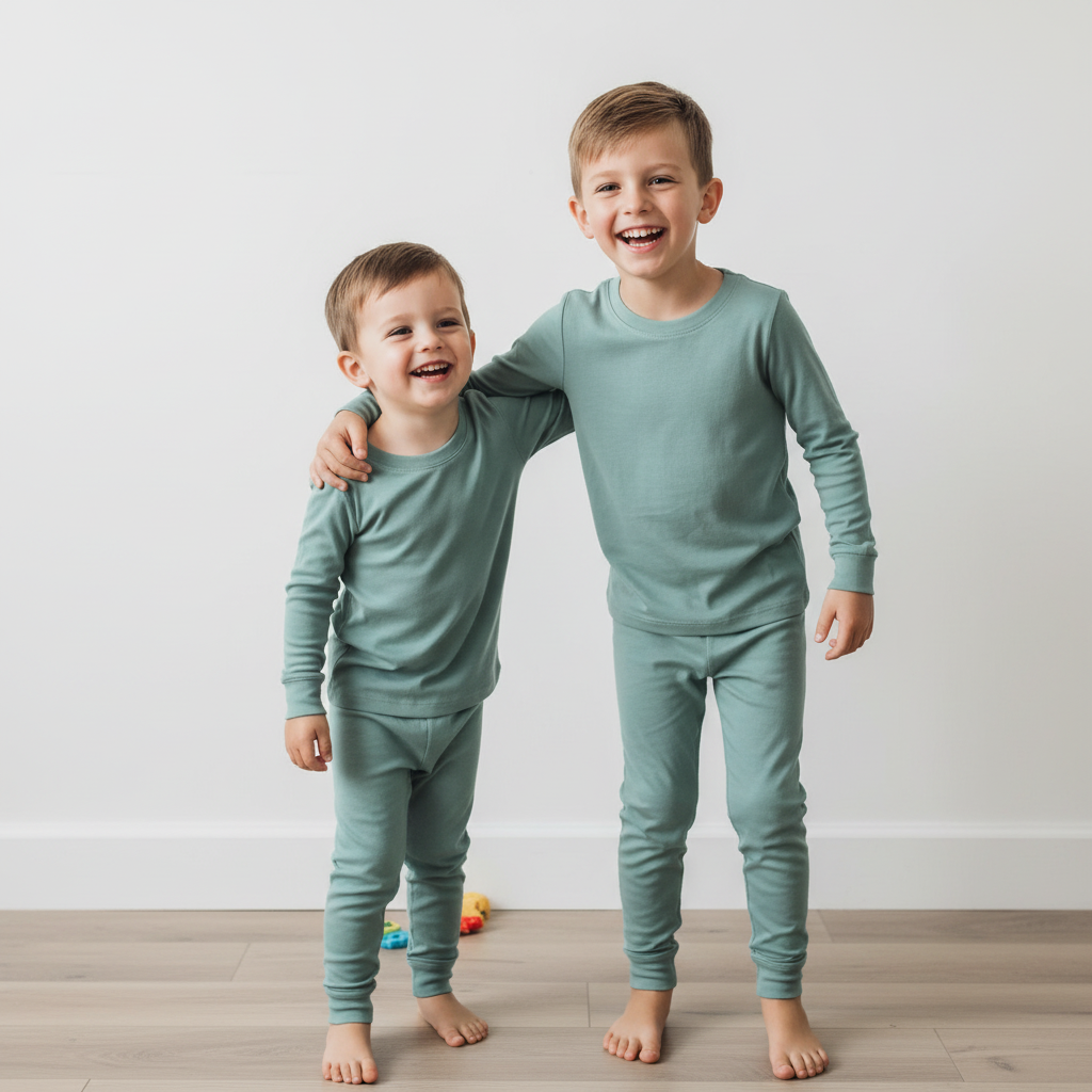 Quiet Blue Two-Piece Pajama Set For Kids