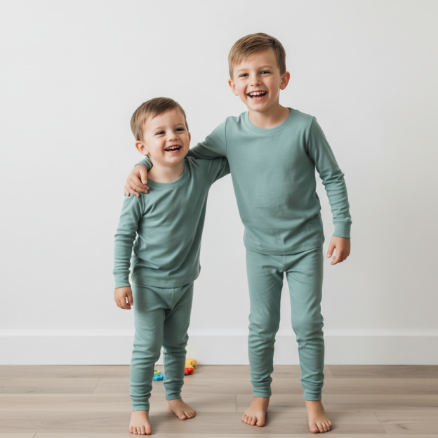 Quiet Blue Two-Piece Pajama Set For Kids
