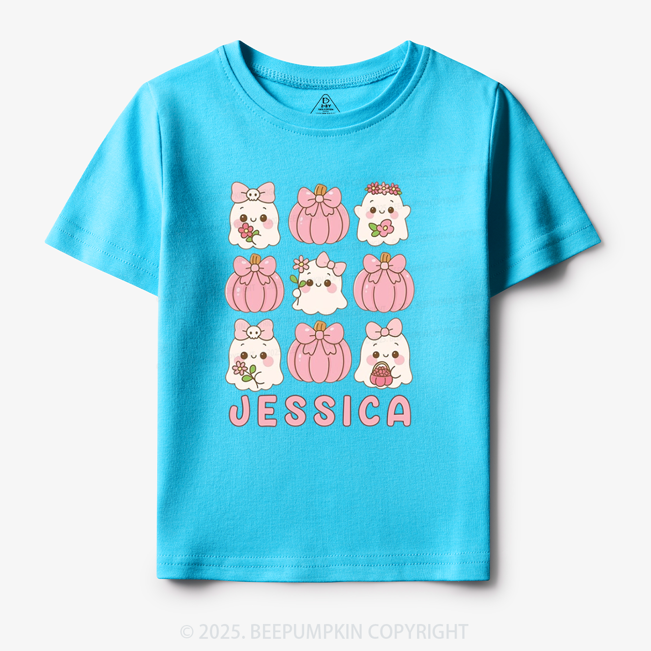 Personalized Ghost Pumpkin Name Halloween Toddler&Kid's Tees Beepumpkin