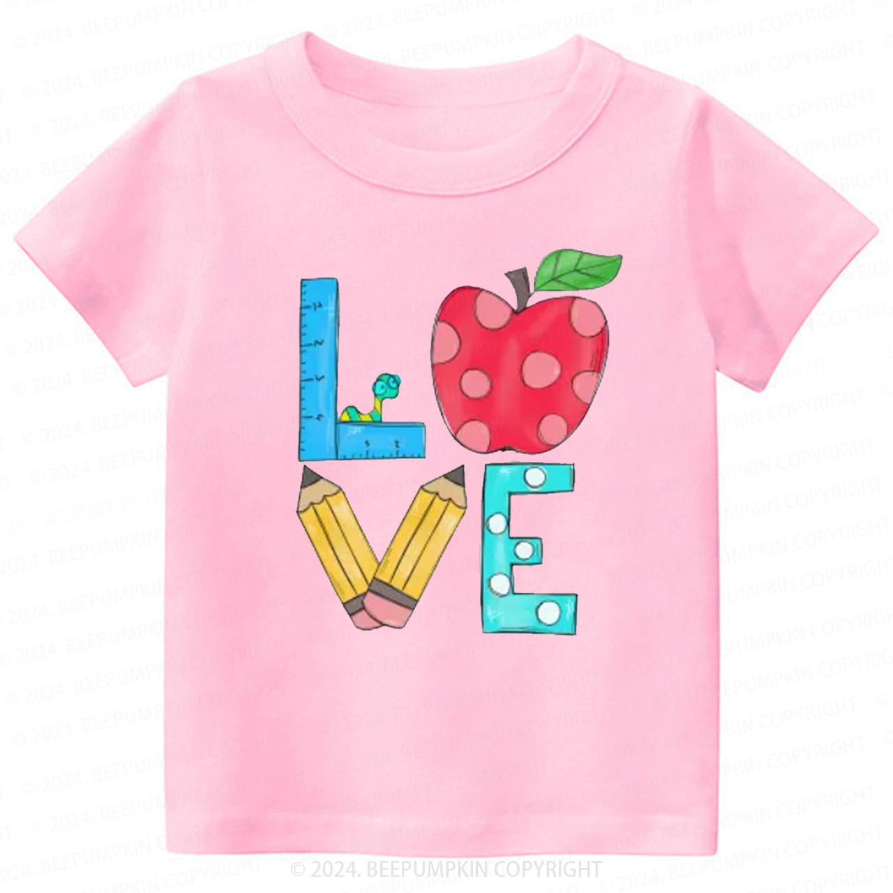 Love Apple And Ruler Back to School Shirt 
