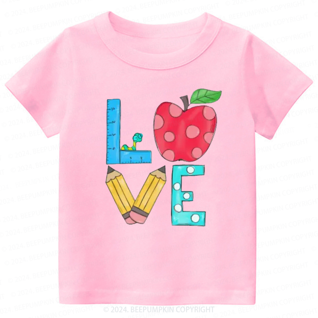 Love Apple And Ruler Back to School Shirt 