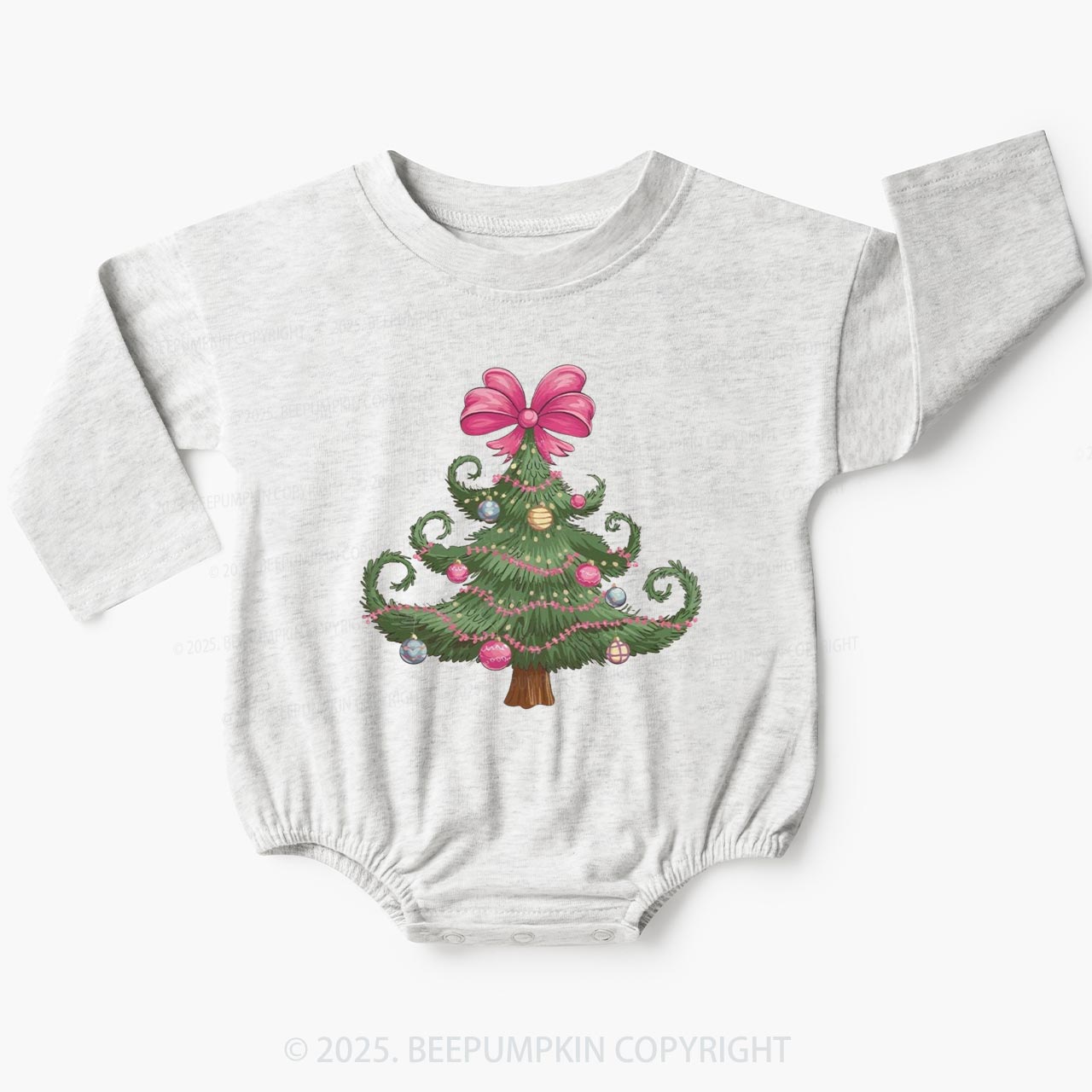 Christmas Tree Bow Baby Bubble Romper Beepumpkin