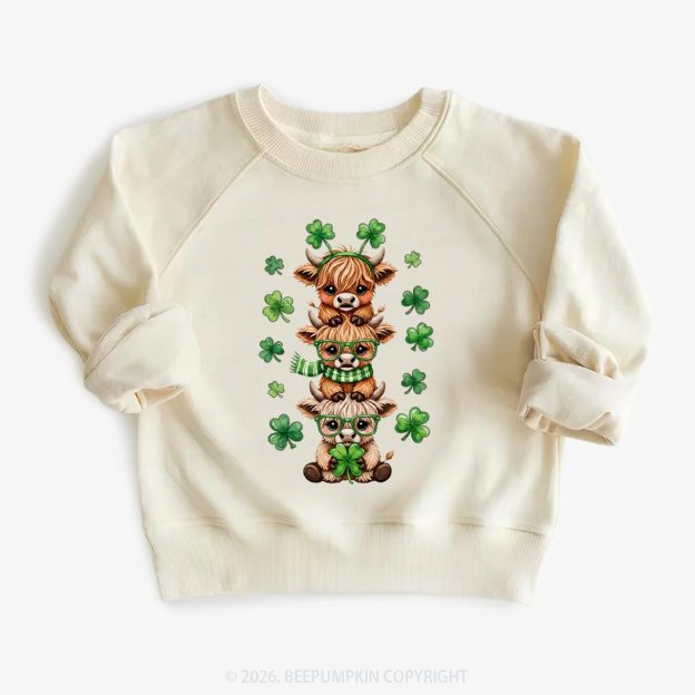 Highland Cow St. Patrick's Day Kid's Sweatshirt