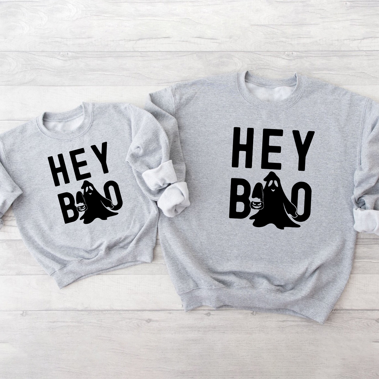 Halloween Hey Boo Carrying A Pumpkin Matching Family Sweatshirts