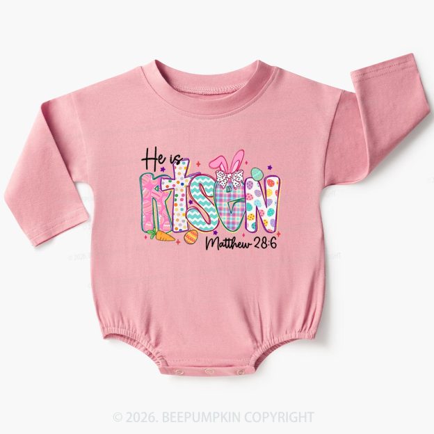 He Is Risen Christian Easter Baby Bubble Romper