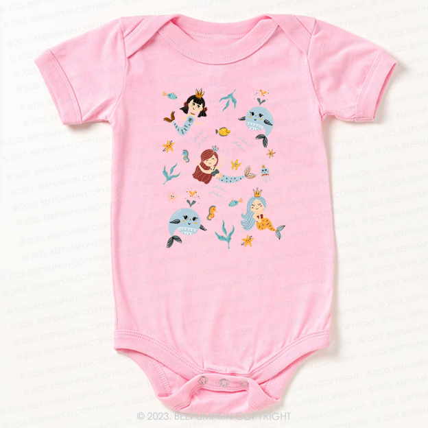 Cute Mermaid  Girl Beach Bodysuit For Baby