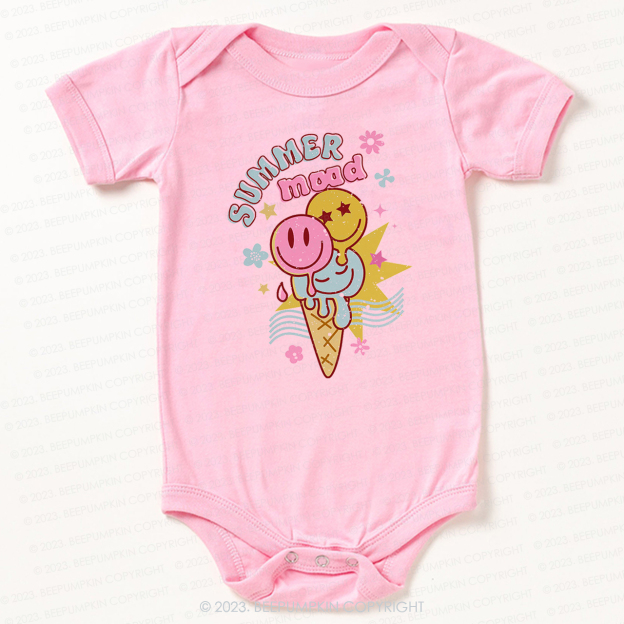 Summer Mood Ice Cream Happy Face Bodysuit For Baby