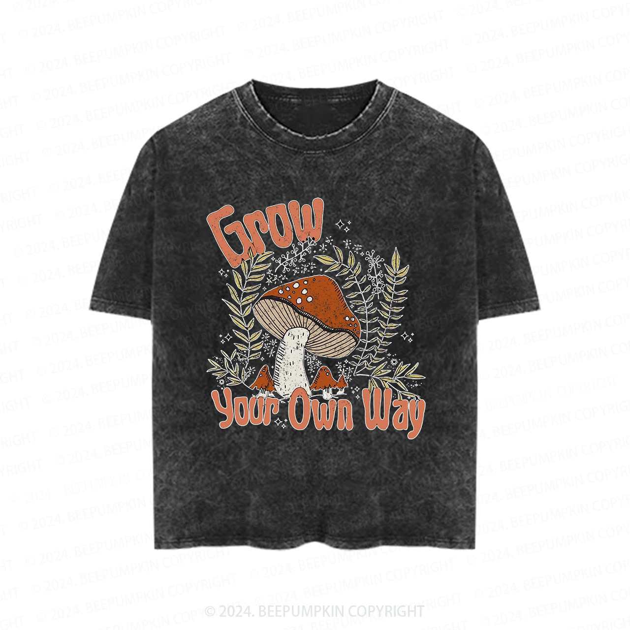 Grow Your Own Way Cute Mushroom Toddler&Kids Washed Tees