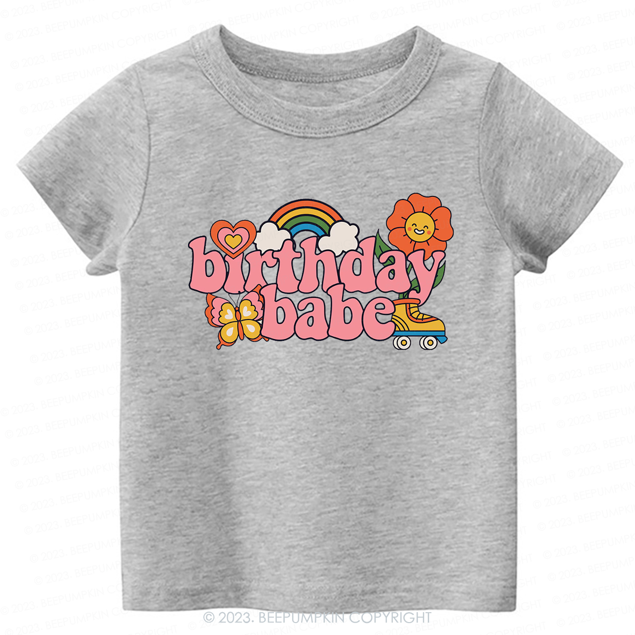 Pink Retro Birthday Babe Kids Shirt
