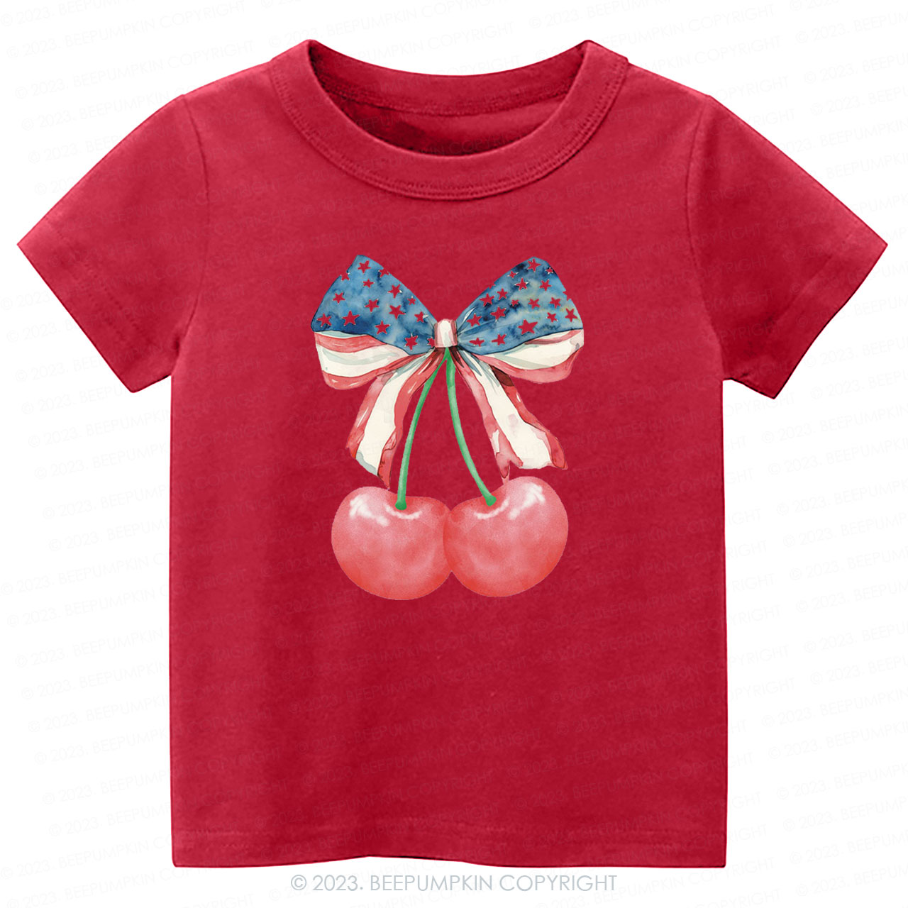 Cherries with American Bow Shirt For Kids