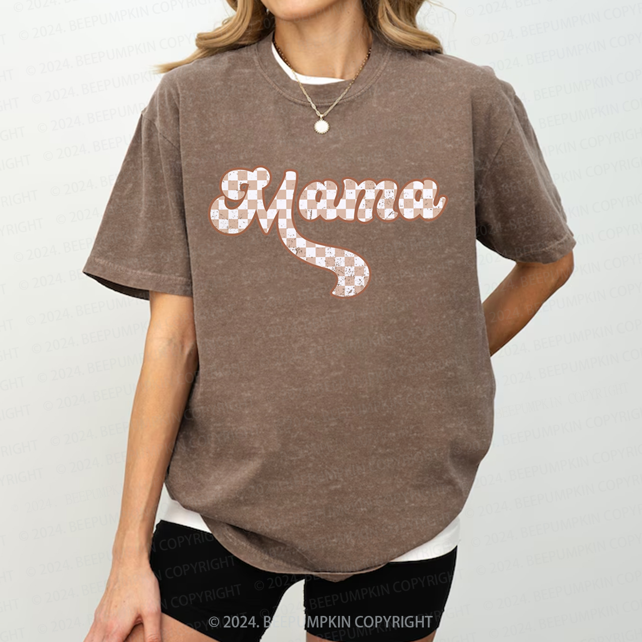 Checkered Mama Retro Mama Washed T-Shirts 