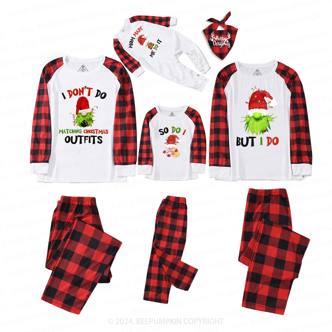 Funny I Don't Do Matching Christmas Gnomes Family Matching Pajamas