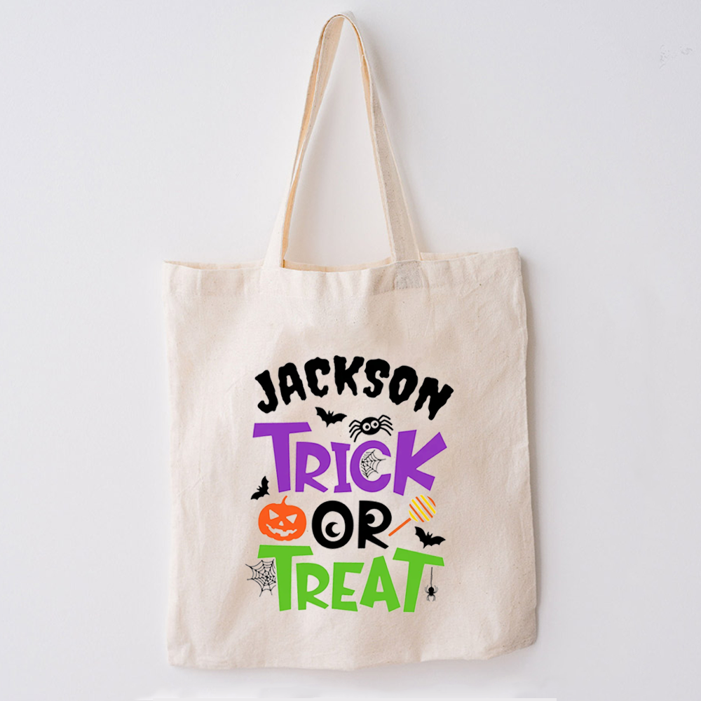 Personalized  Name Spider Halloween Tote Bag