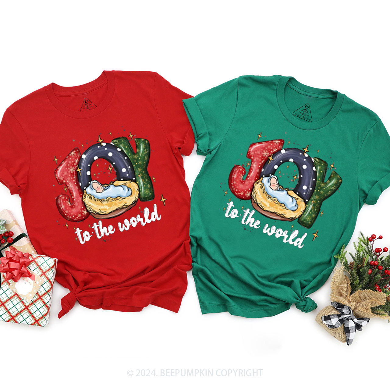 Joy To The World Family Matching T-Shirts Beepumpkin