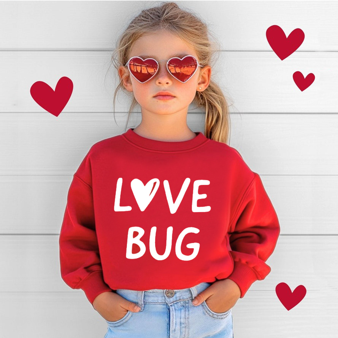 Love Bug Valentine's Day Kids Sweatshirt