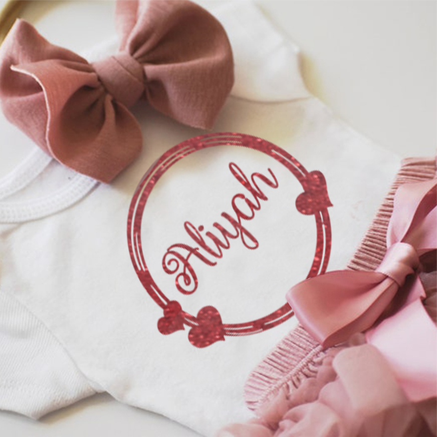 Personalized Red Glitter Baby Girl Tutu Outfit Set (3 Pieces)