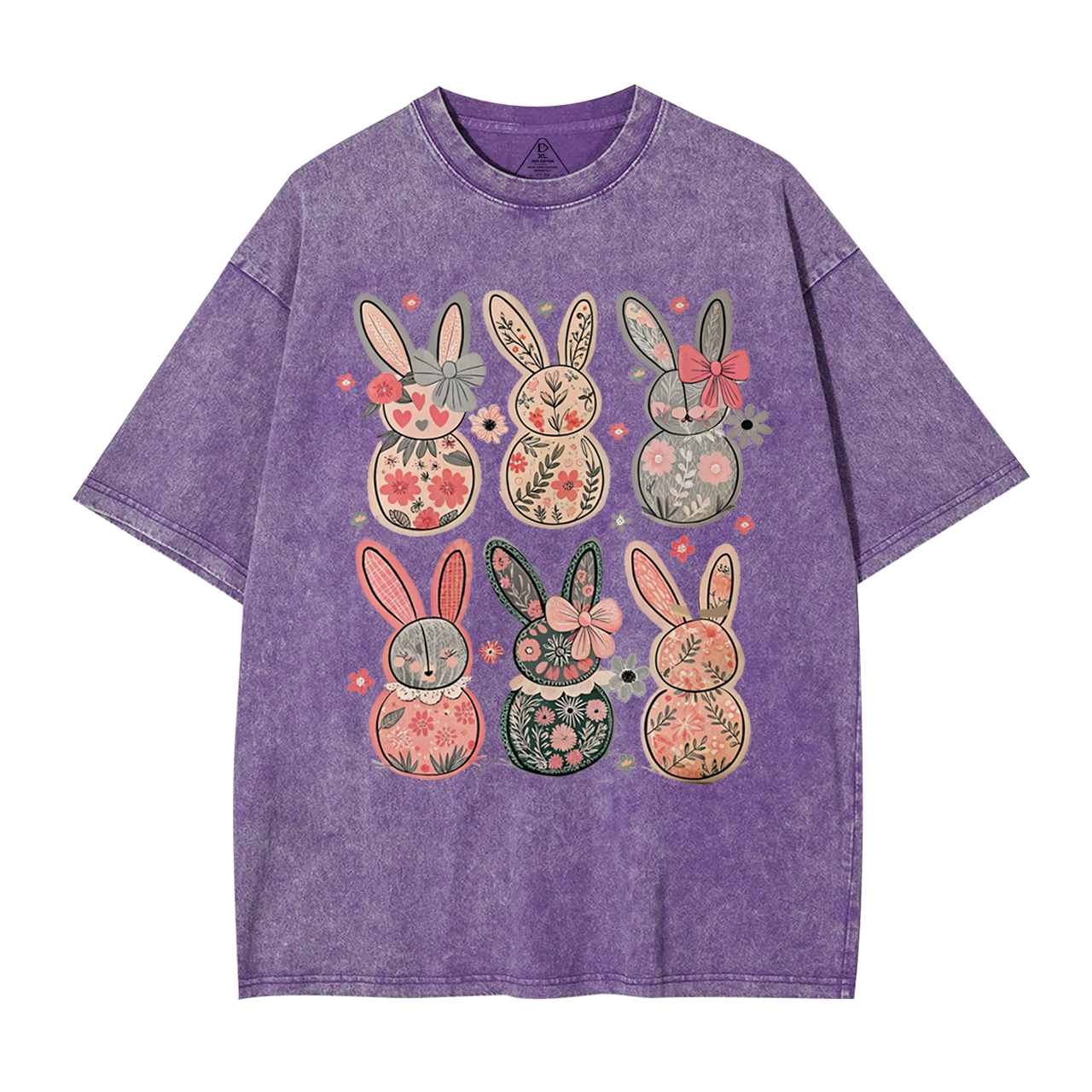 Coquette Easter Bunny Floral Mama Washed T-Shirts