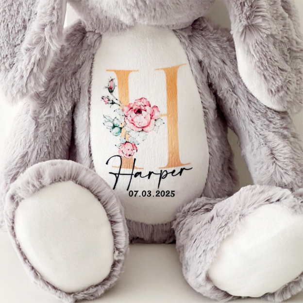 Personalized Flower Plush Soft Easter Bunny