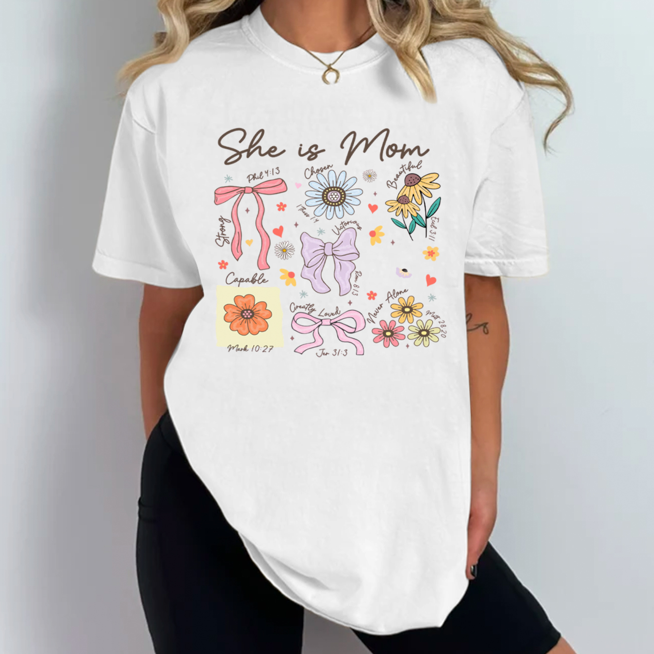 She is Mom Boho Floral T-Shirts