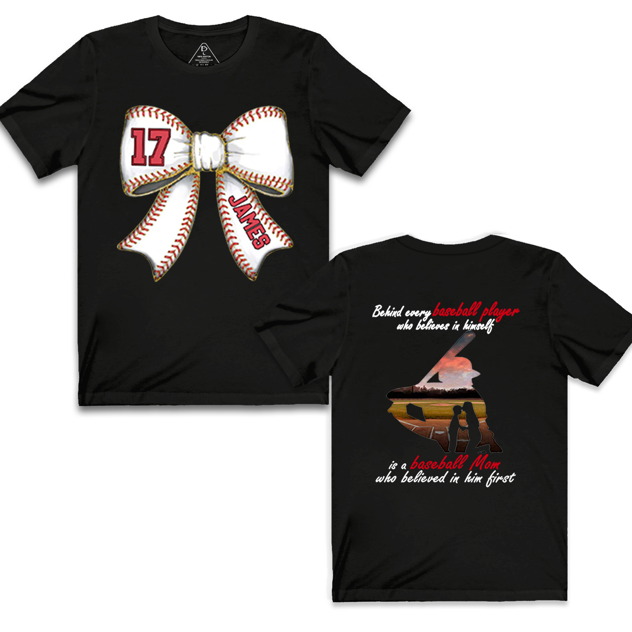 Personalized Baseball Bow Mama T-Shirts