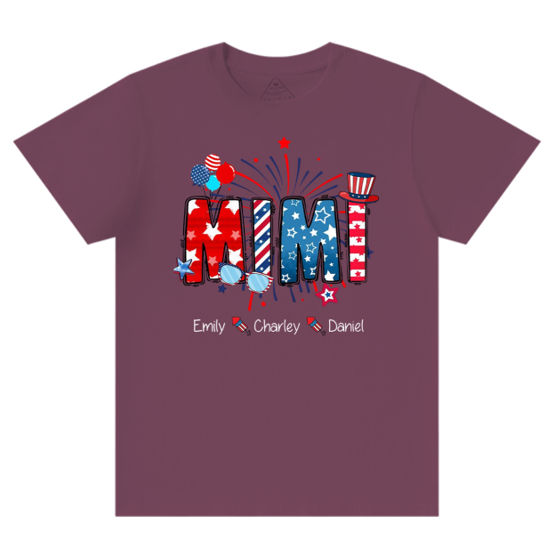 Personalized Patriotic Nana 4th Of July Grandma And Grandkid Name T-Shirts
