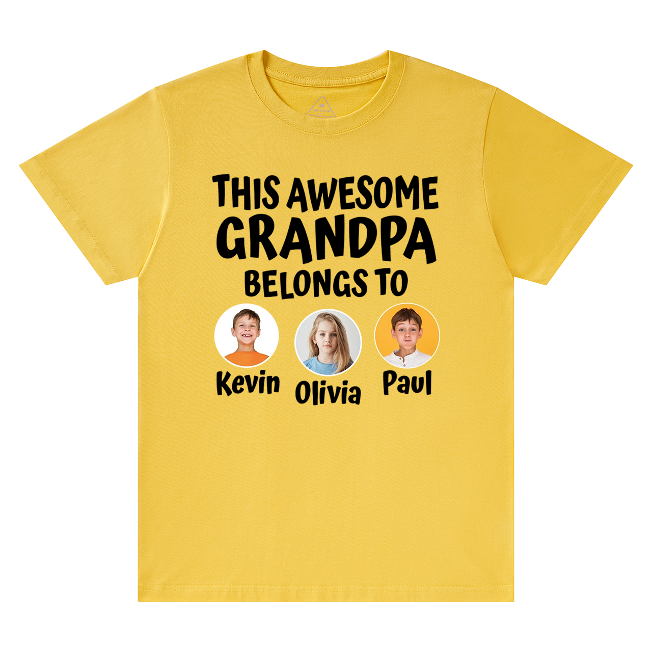 Personalized Grandpa With Grandkids Name And Photo T-shirt