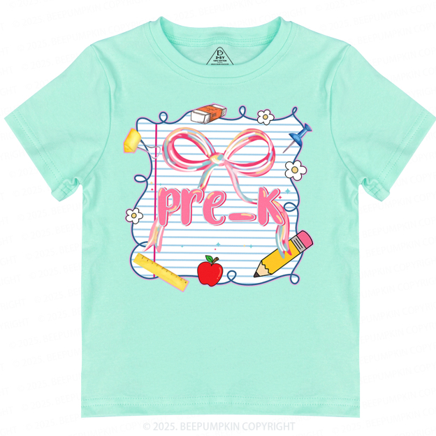 Personalized Preppy Pink Bow Toddler&Kid's Tees Beepumpkin 