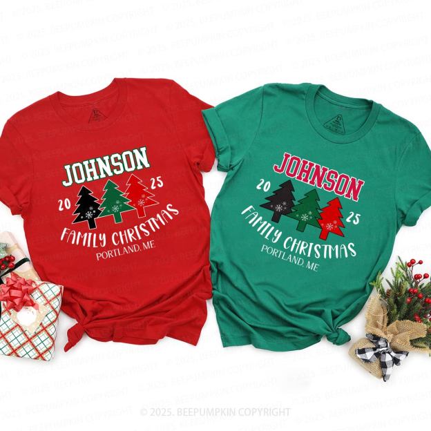 Personalized Christmas Tree Family Matching T-Shirts Beepumpkin