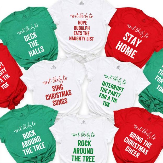 Personalized Most Likely To Funny Christmas Family Matching T-Shirts Beepumpkin