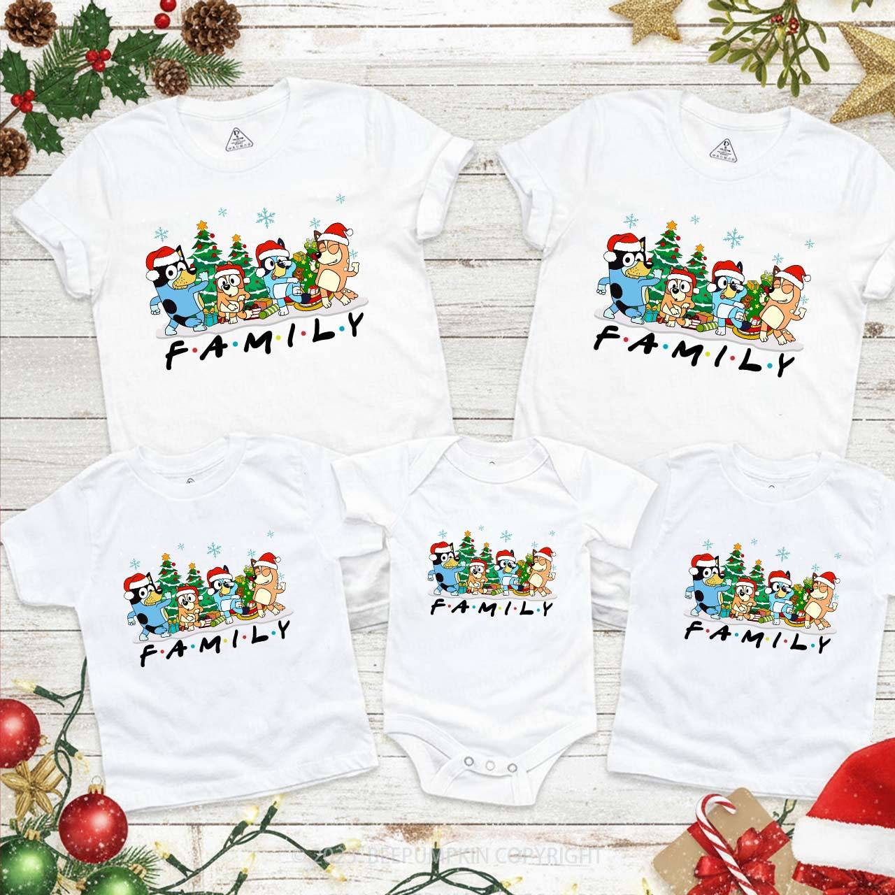 Snowflake Cartoon Dog Christmas Party Family Matching T-Shirts Beepumpkin