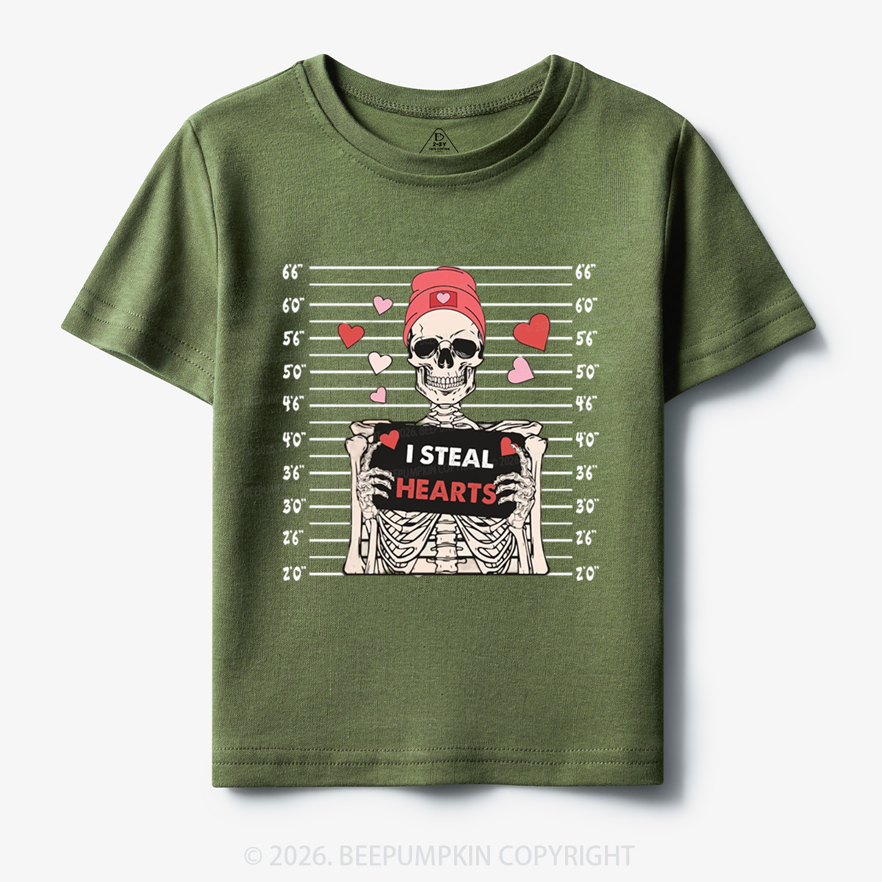 I Steal Hearts Skeleton Valentine's Day Toddler&Kid's Tees Beepumpkin
