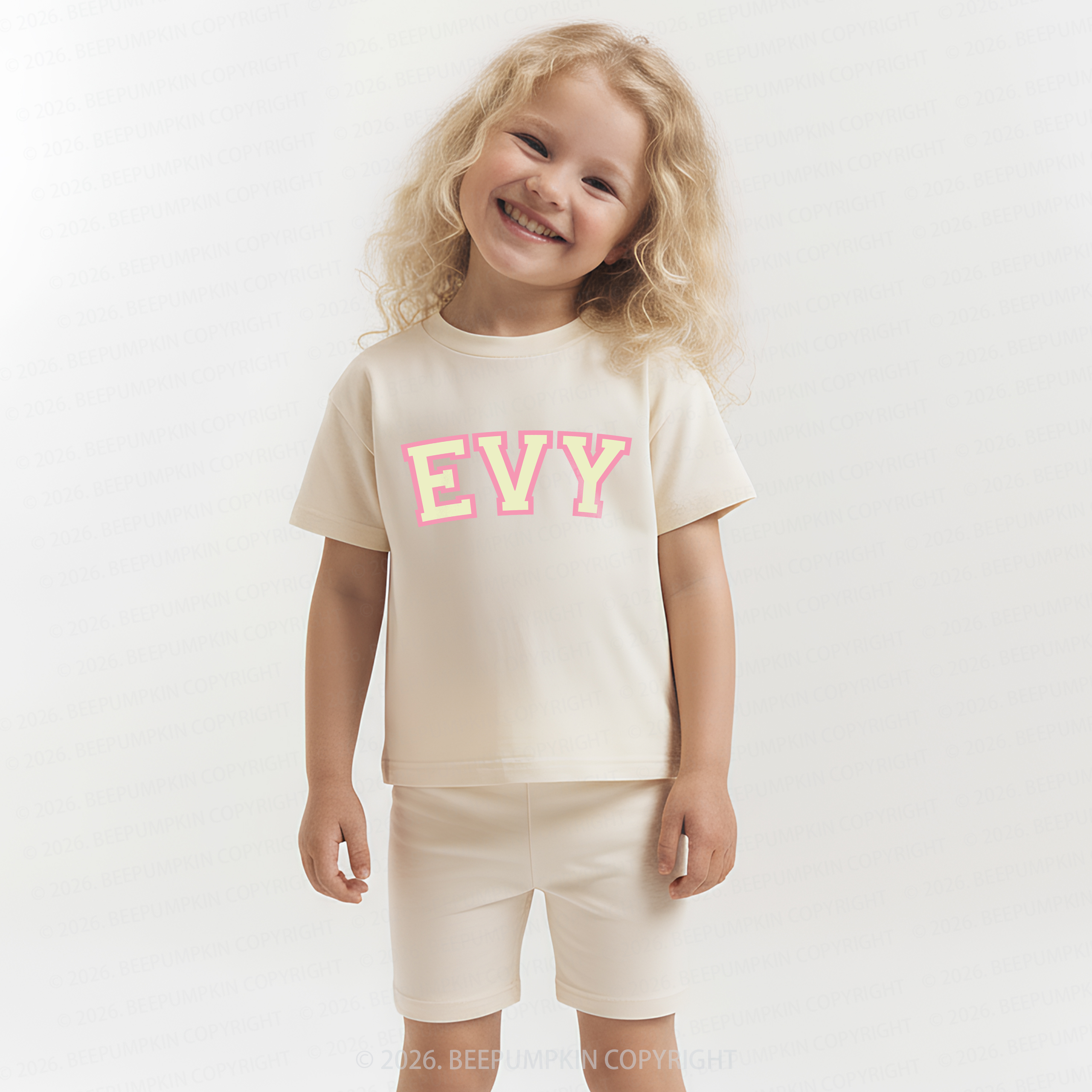 Personalized Name Kids Biker Shorts&Tee