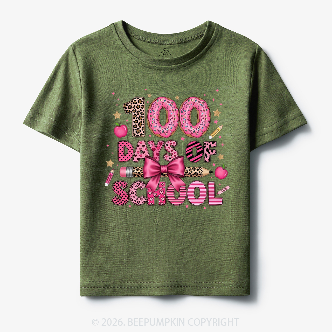 Preppy Pink Bow 100 Days Of School Toddler&Kid's Tees